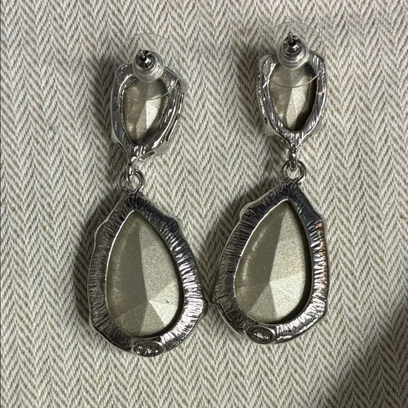 Kenneth Jay Lane Silver and Crystal Teardrop Earrings - Picture 4 of 4